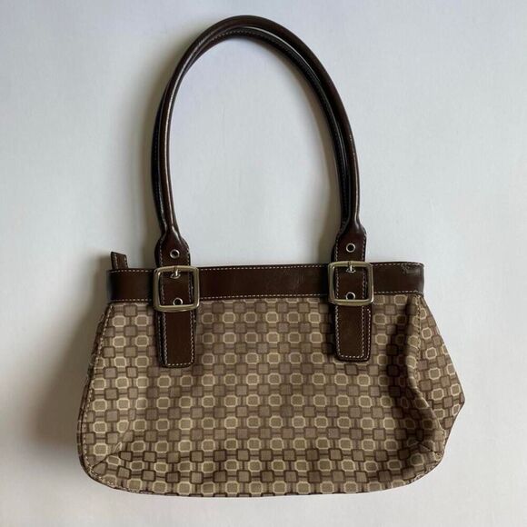 Y2K brown square print shoulder bag - Picture 1 of 8